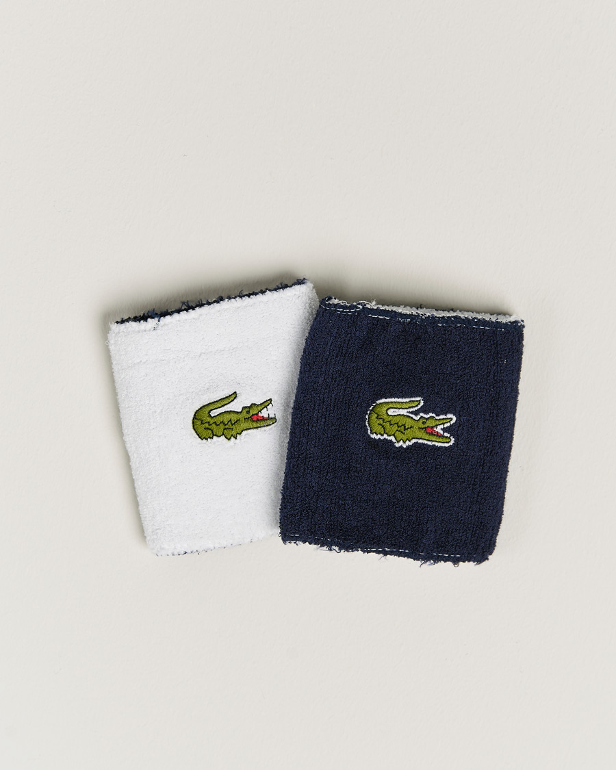Heren | Lacoste Sport 2-Pack Logo Wristband White/Navy | Lacoste Sport | 2-Pack Logo Wristband White/Navy