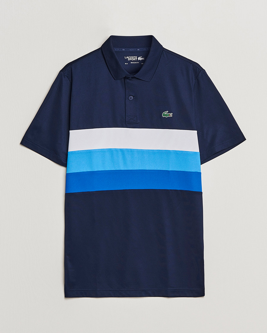 Heren | Polo's | Lacoste Sport | Performance Striped Polo Navy Blue