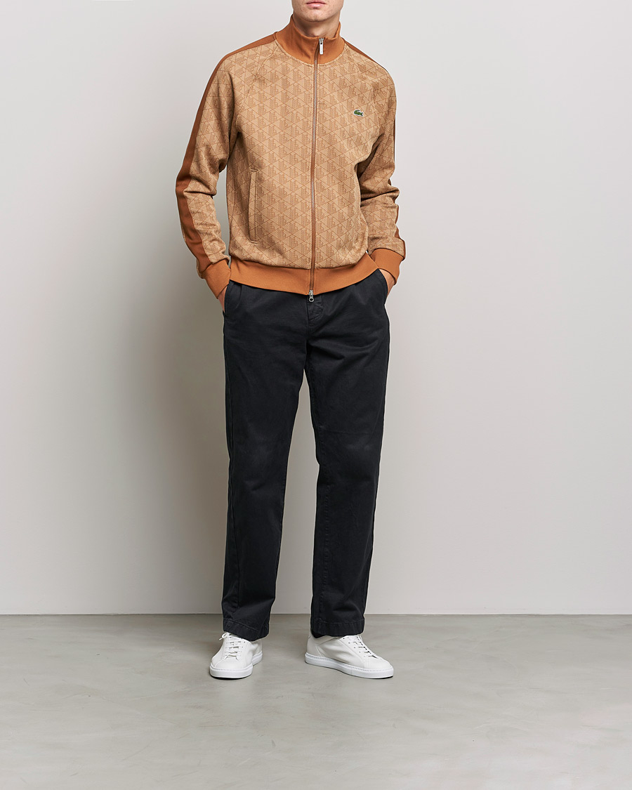 Heren | Truien | Lacoste | High Neck Zip Mongram Jacuard Sweatshirt Viennese