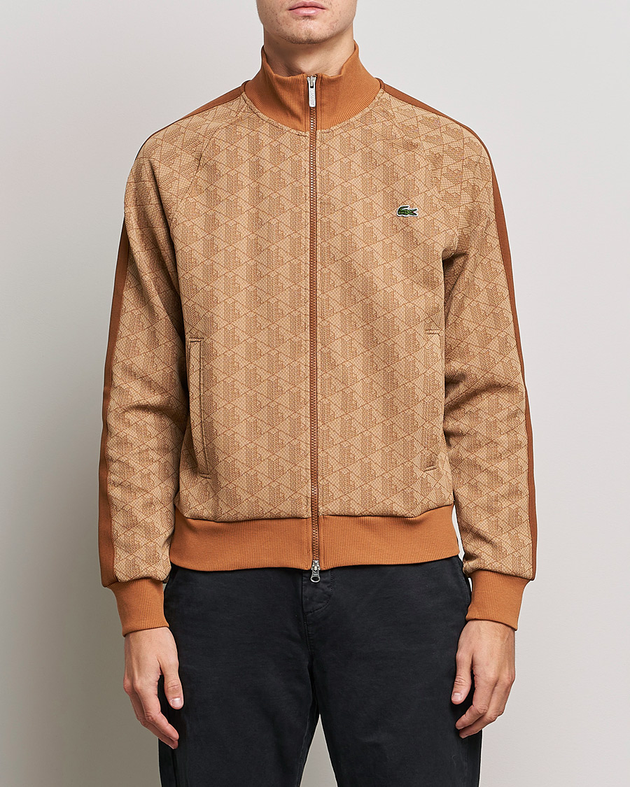 Heren | Truien | Lacoste | High Neck Zip Mongram Jacuard Sweatshirt Viennese