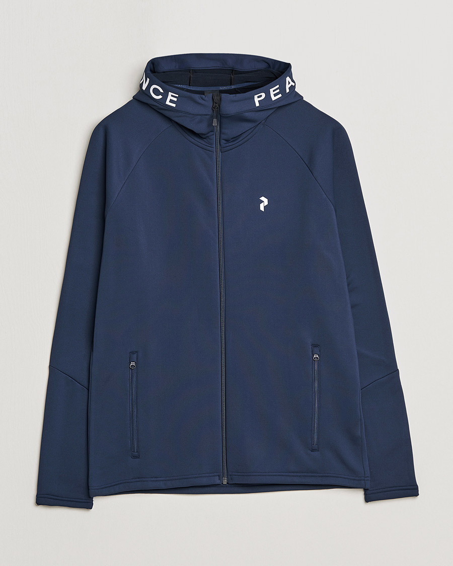 Heren | Truien | Peak Performance | Rider Zip Fleece Hood Jacket Blue Shadow