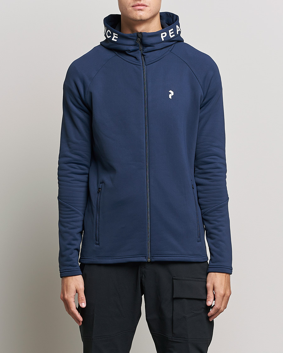Heren | Truien | Peak Performance | Rider Zip Fleece Hood Jacket Blue Shadow