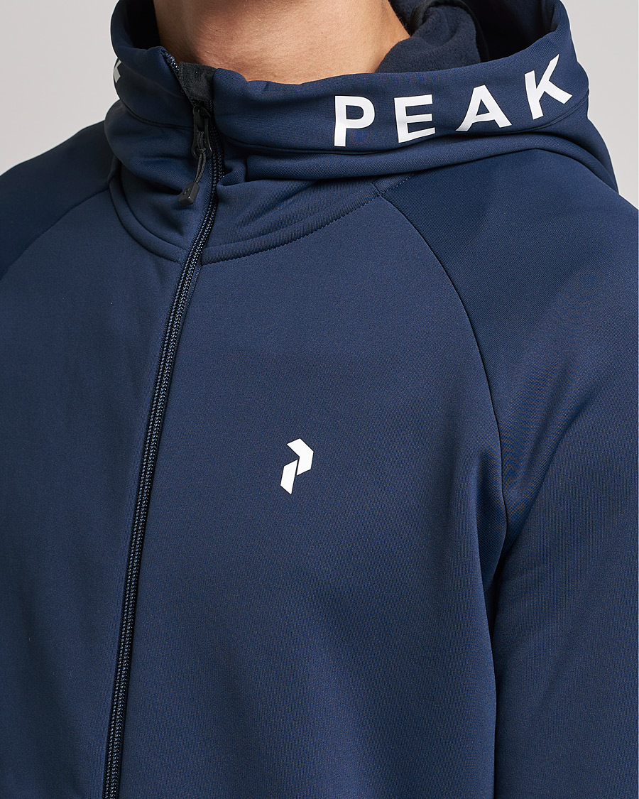 Heren | Truien | Peak Performance | Rider Zip Fleece Hood Jacket Blue Shadow