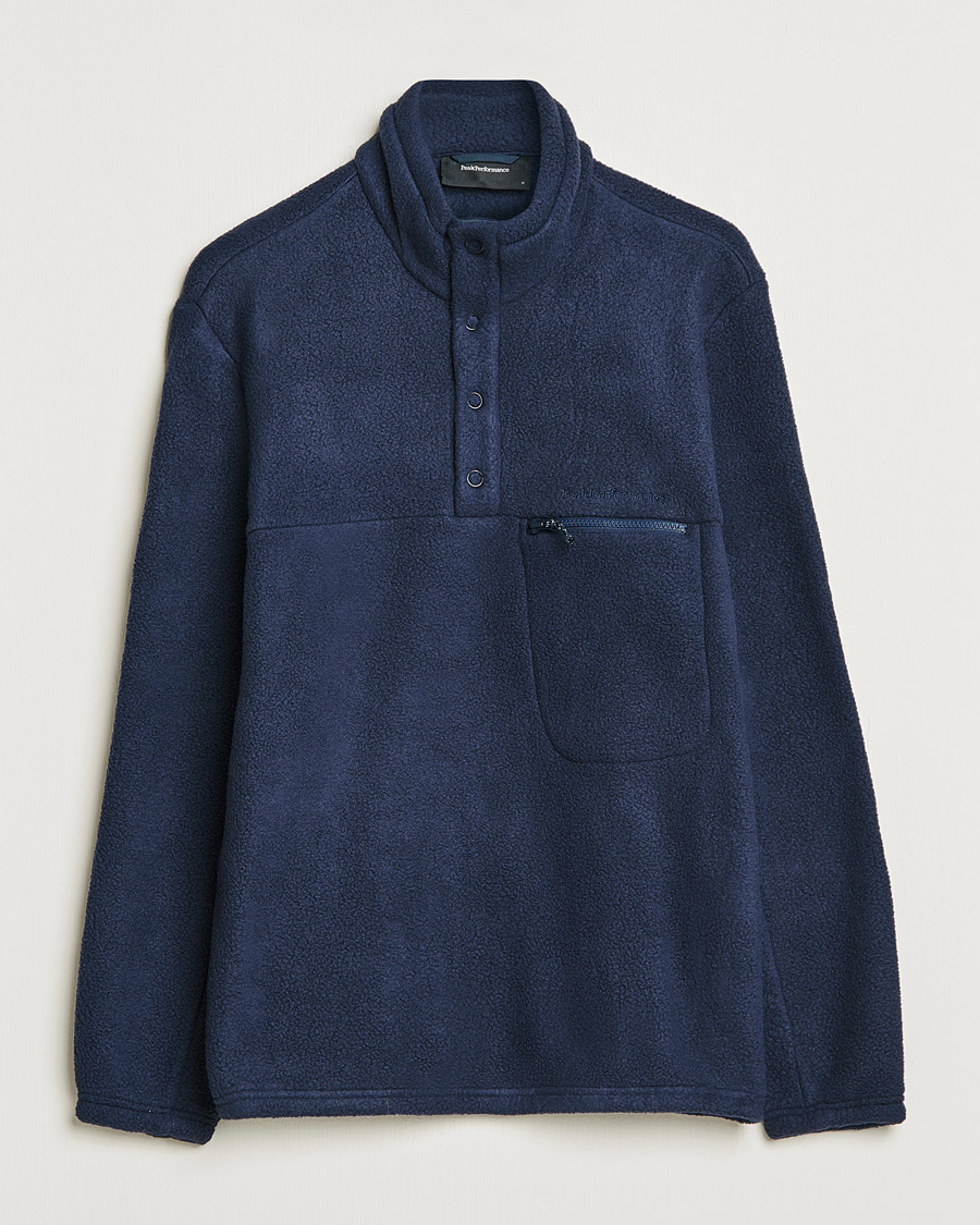 Heren | Truien | Peak Performance | Fleece Snap T-Neck Blue Shadow