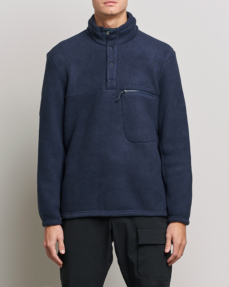 Heren | Truien | Peak Performance | Fleece Snap T-Neck Blue Shadow