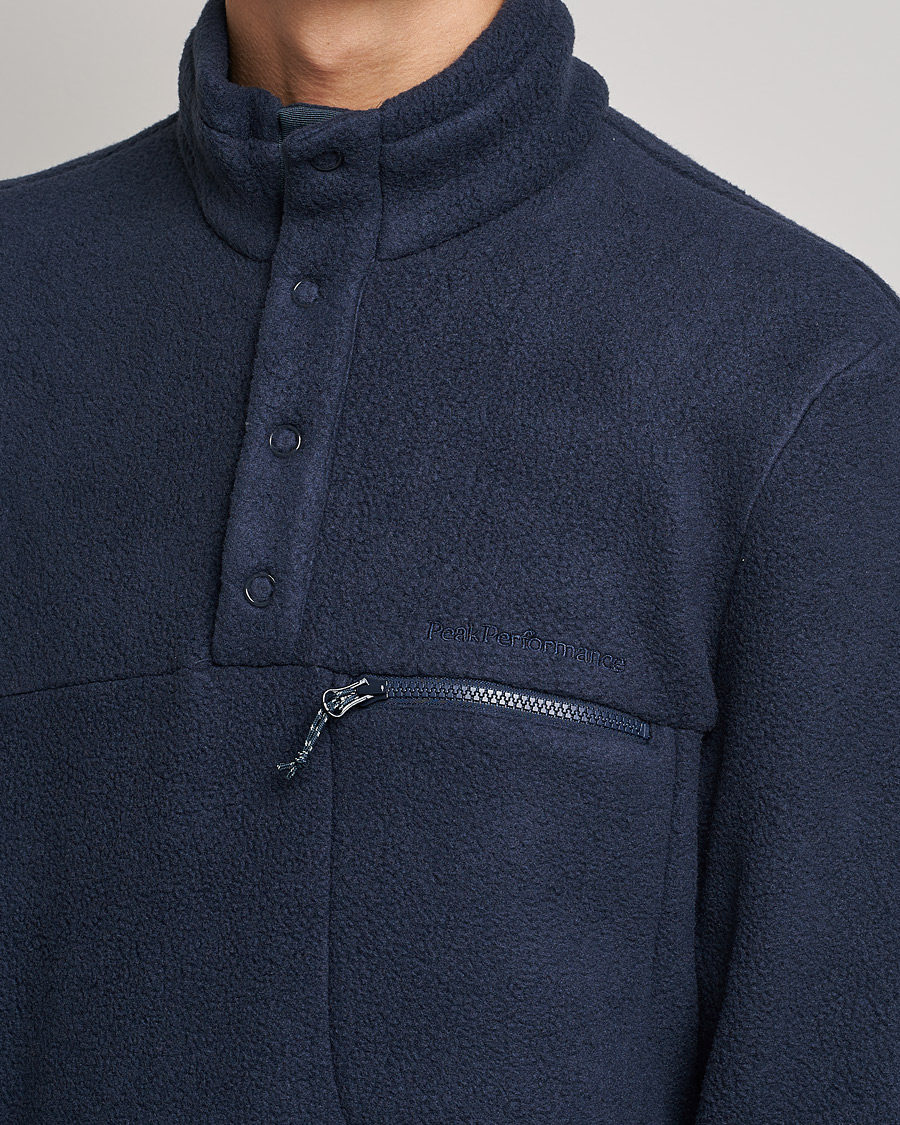 Heren | Truien | Peak Performance | Fleece Snap T-Neck Blue Shadow