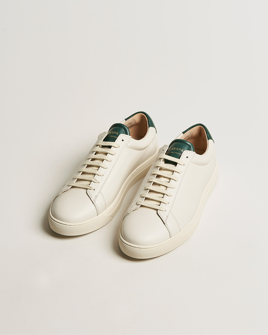 Heren | Zespà ZSP4 Nappa Leather Sneakers Off White/Vert Sombre | Zespà | ZSP4 Nappa Leather Sneakers Off White/Vert Sombre