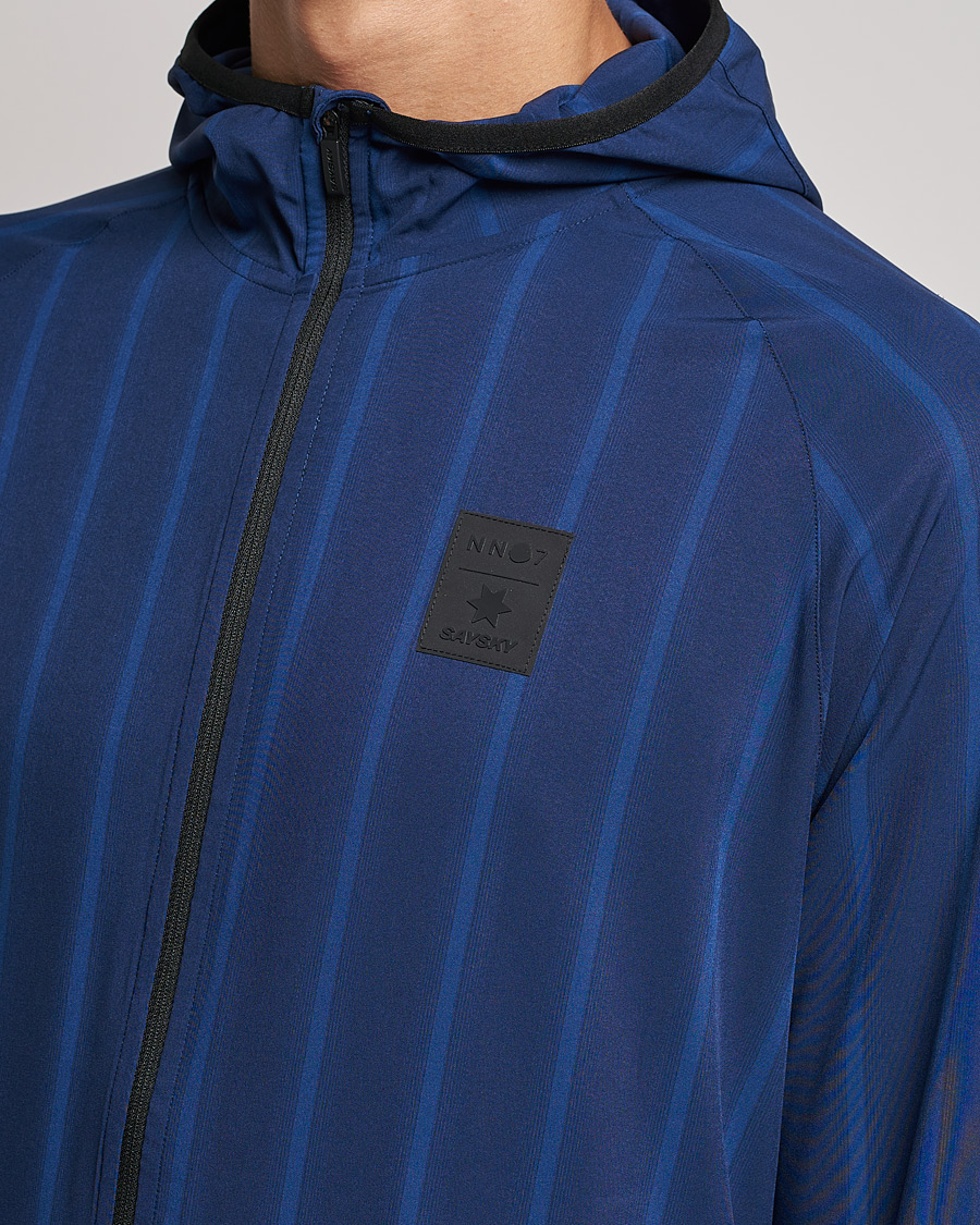 Heren | Truien | NN07 | Pace Hooded Running Jacket Navy Stripe