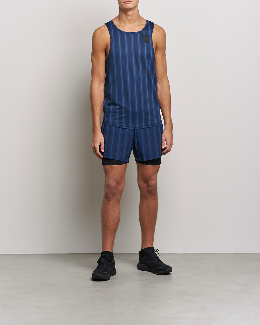 Heren | T-shirts | NN07 | Combat Singlet Navy Stripe
