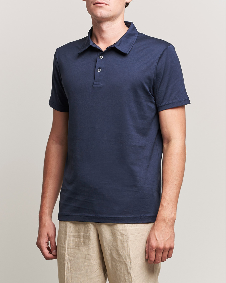 Heren | Poloshirts met korte mouwen | Sunspel | Cotton Jersey Polo Navy