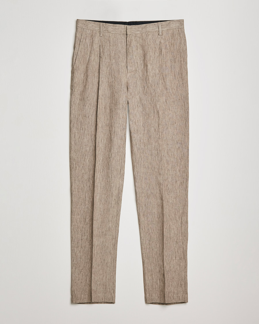 Heren | Broeken | Sunspel | Tailored Relaxed Fit Linen Trousers Dark Stone