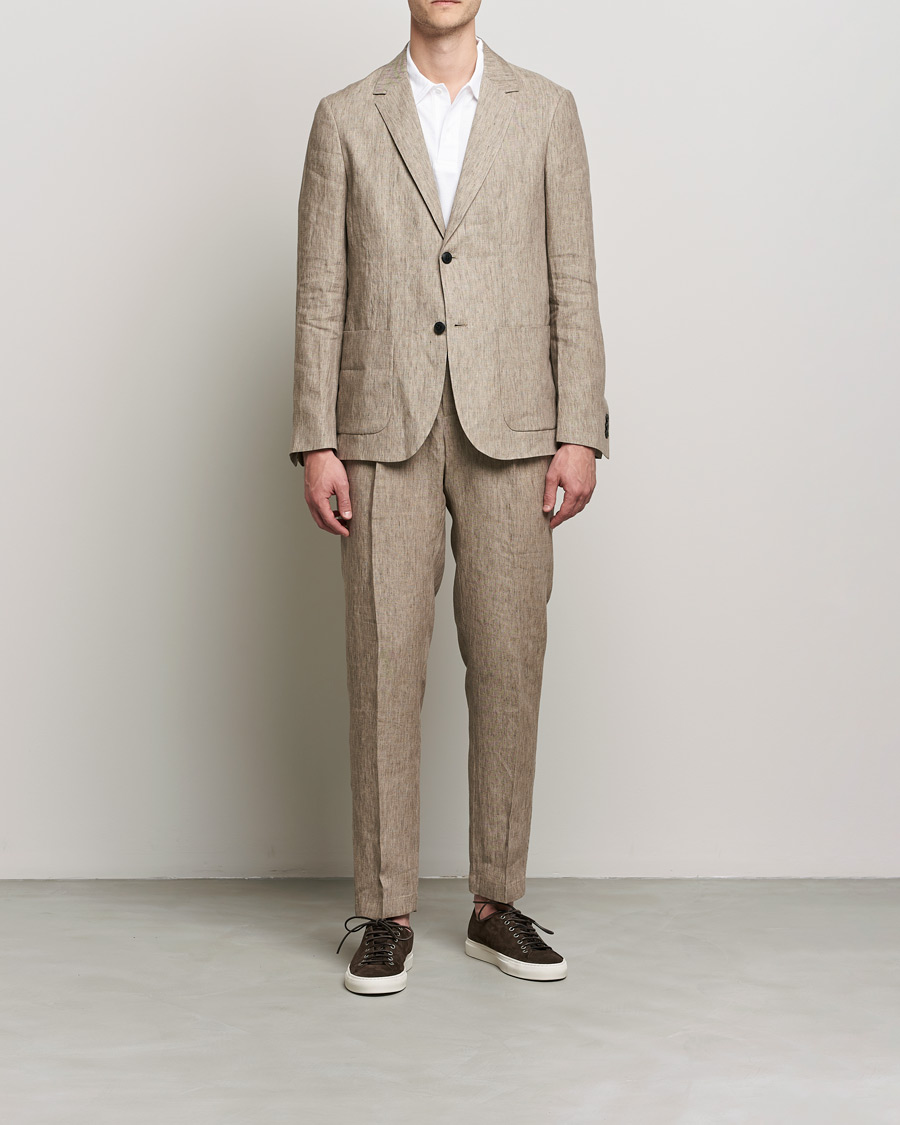 Heren | Broeken | Sunspel | Tailored Relaxed Fit Linen Trousers Dark Stone