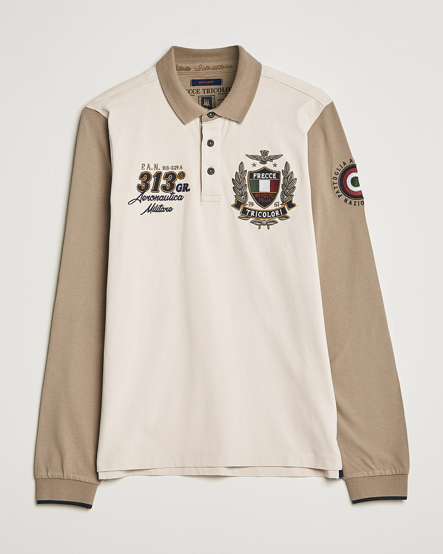 Heren | Truien | Aeronautica Militare | Long Sleeve Logo Polo Tortora