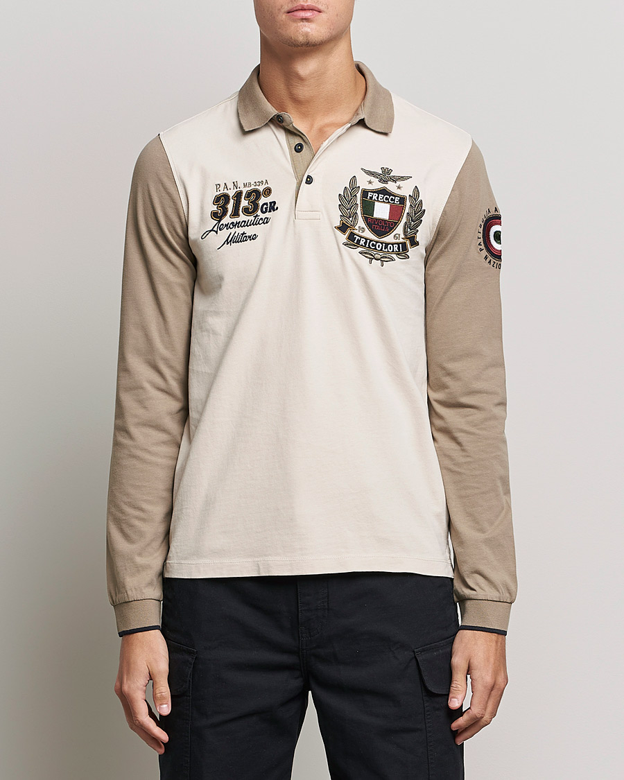Heren | Truien | Aeronautica Militare | Long Sleeve Logo Polo Tortora