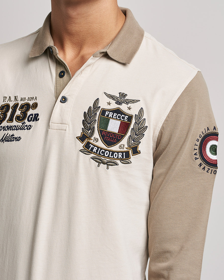 Heren | Truien | Aeronautica Militare | Long Sleeve Logo Polo Tortora