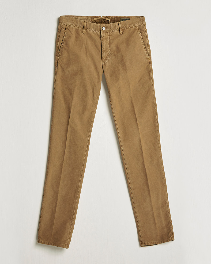 Heren | Broeken | Incotex | Slim Fit Garment Dyed Slacks Brown