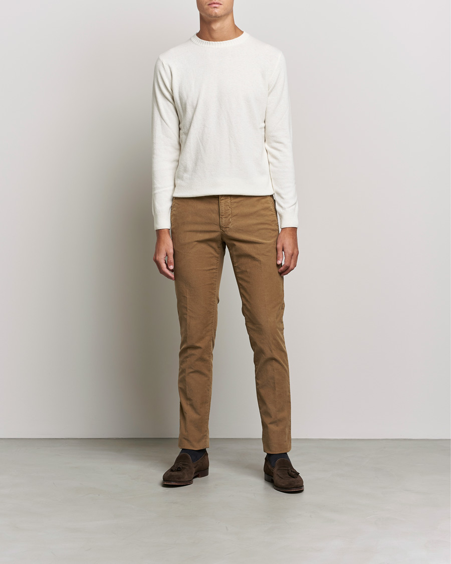 Heren | Broeken | Incotex | Slim Fit Garment Dyed Slacks Brown