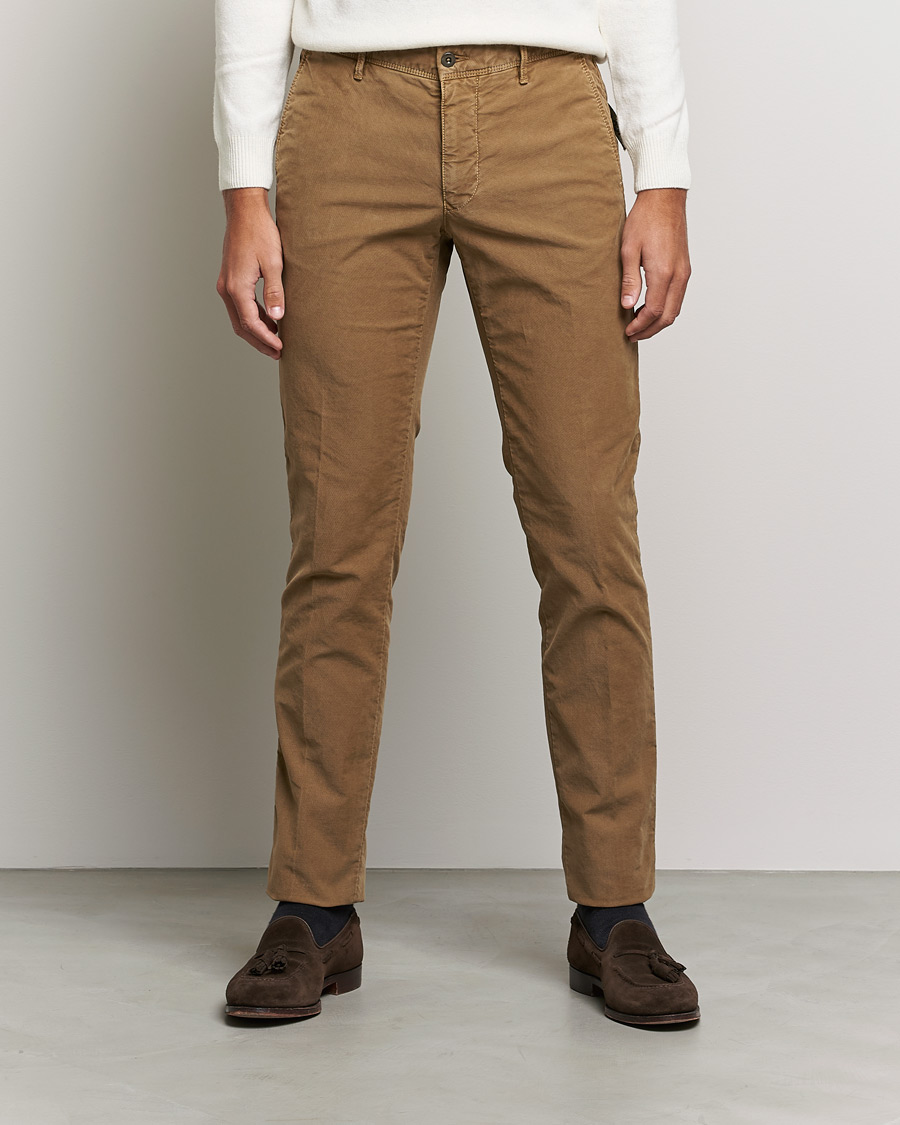Heren | Broeken | Incotex | Slim Fit Garment Dyed Slacks Brown