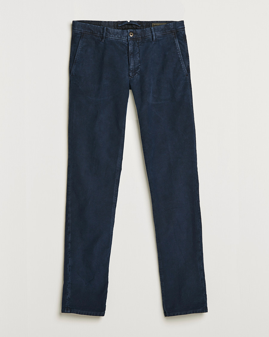 Heren | Broeken | Incotex | Slim Fit Vintage Moleskine Slacks Dark Blue