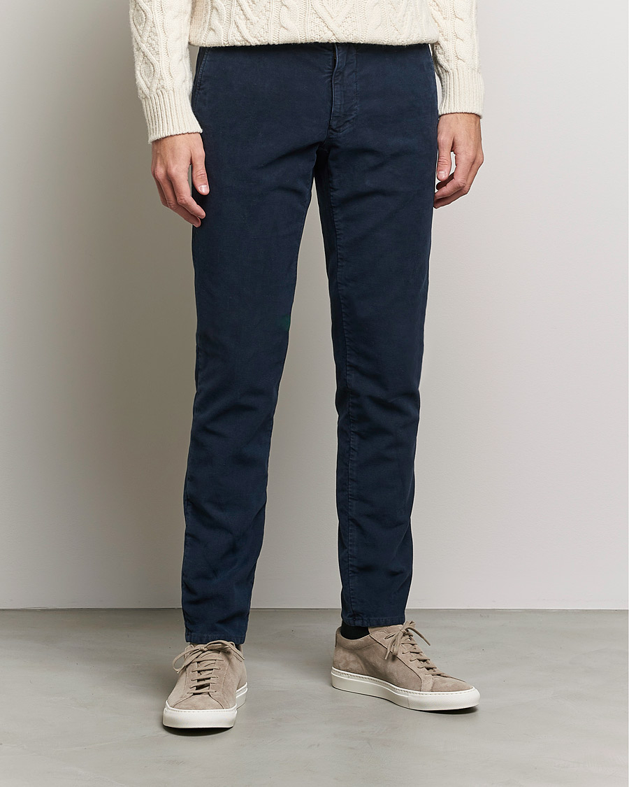 Heren | Broeken | Incotex | Slim Fit Vintage Moleskine Slacks Dark Blue