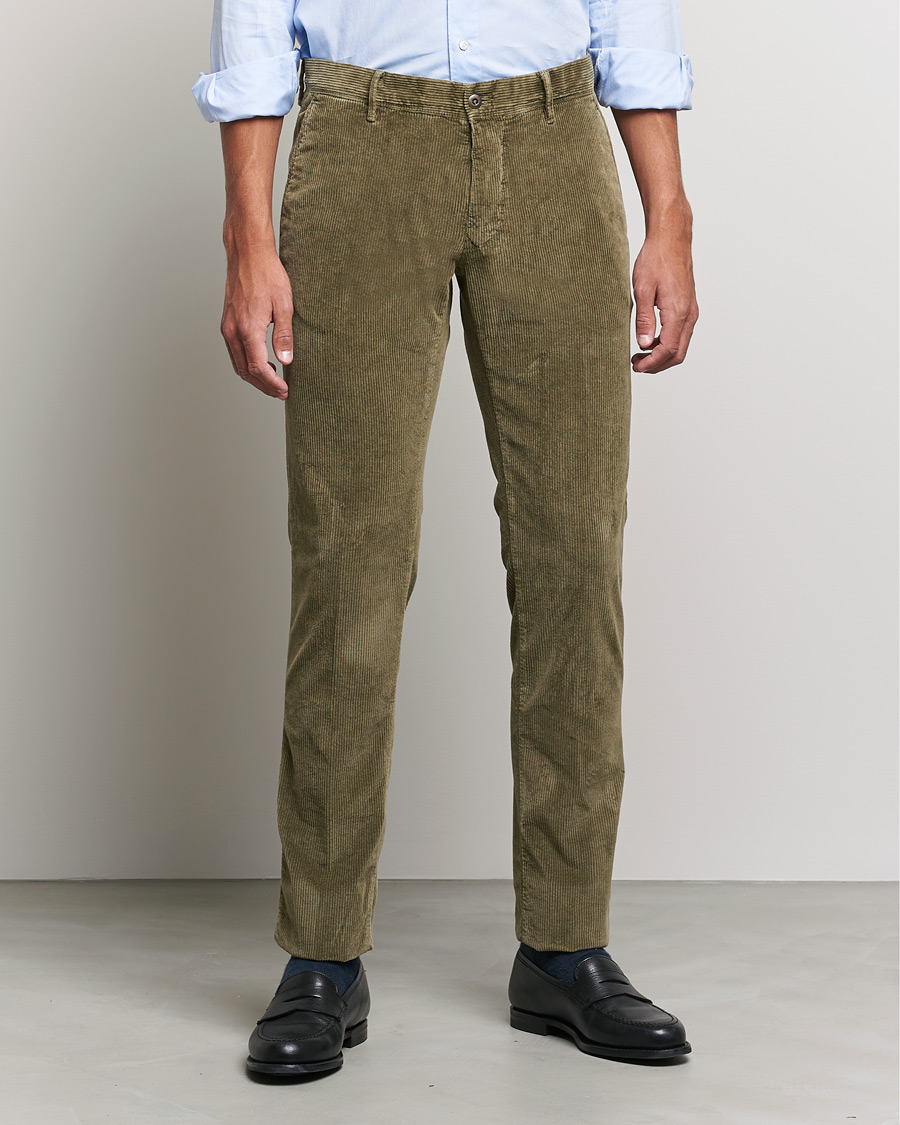 Heren | Broeken | Incotex | Slim Fit Leisure Cord Slacks Moss