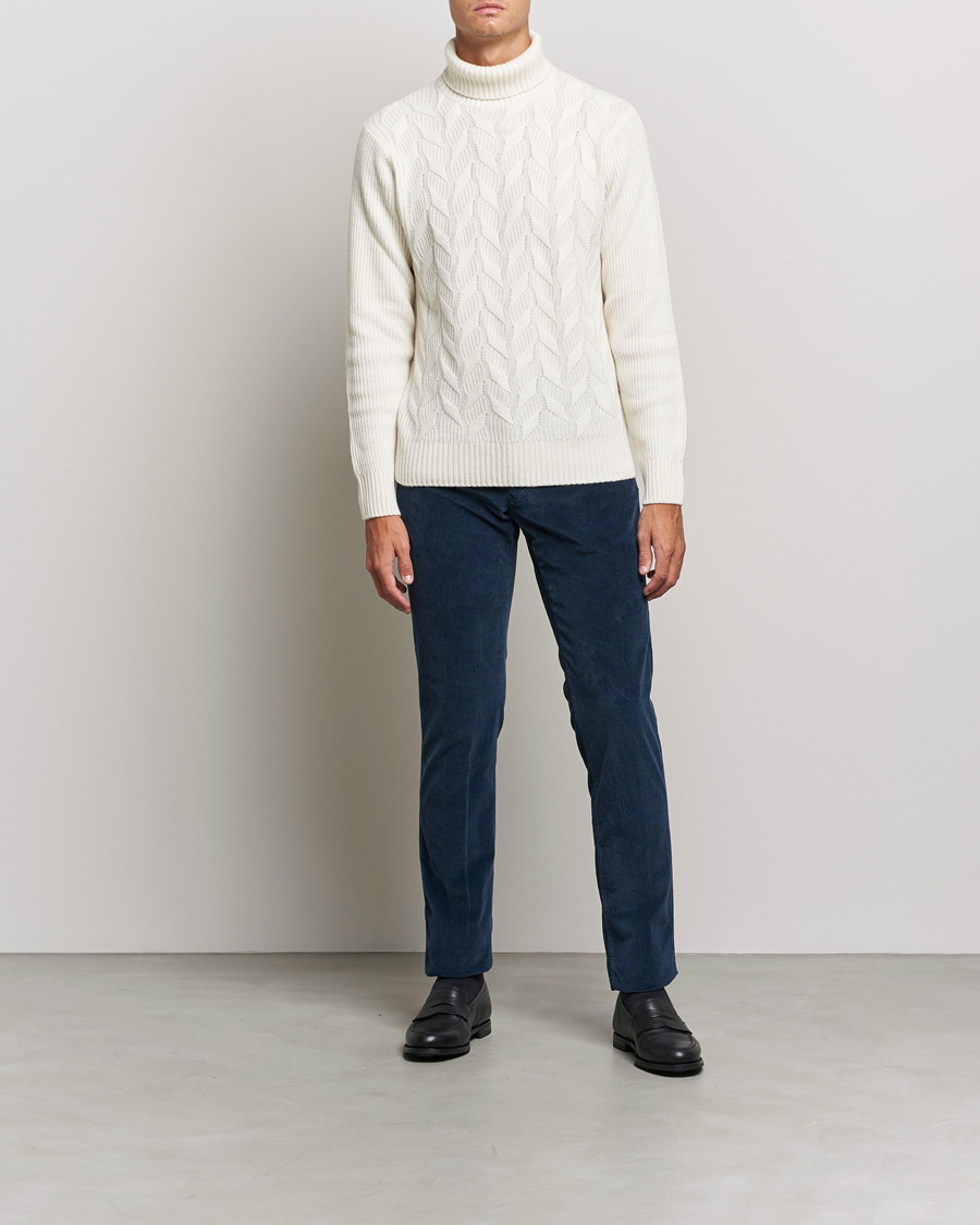 Heren | Broeken | Incotex | Slim Fit Leisure Cord Slacks Dark Blue