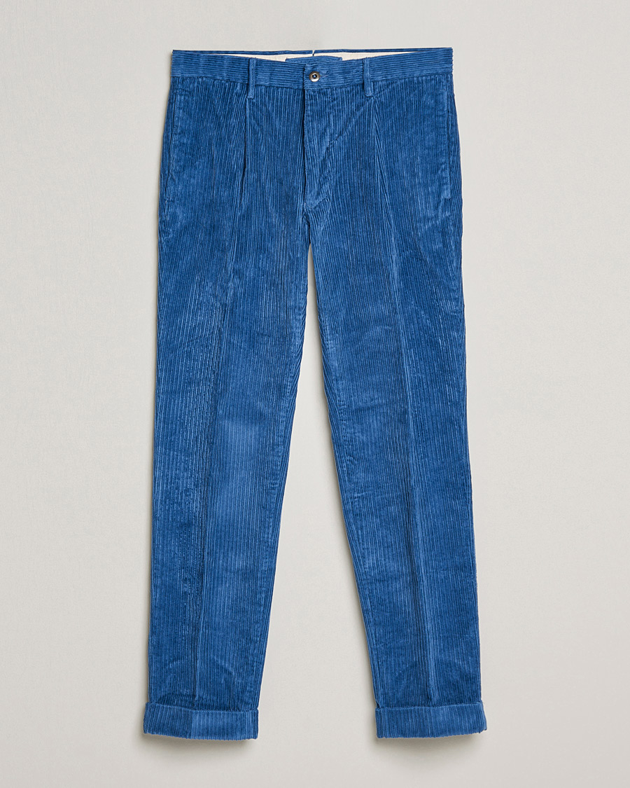 Heren | Broeken | Incotex | Regular Fit Heavy Cord Slacks Royal Blue