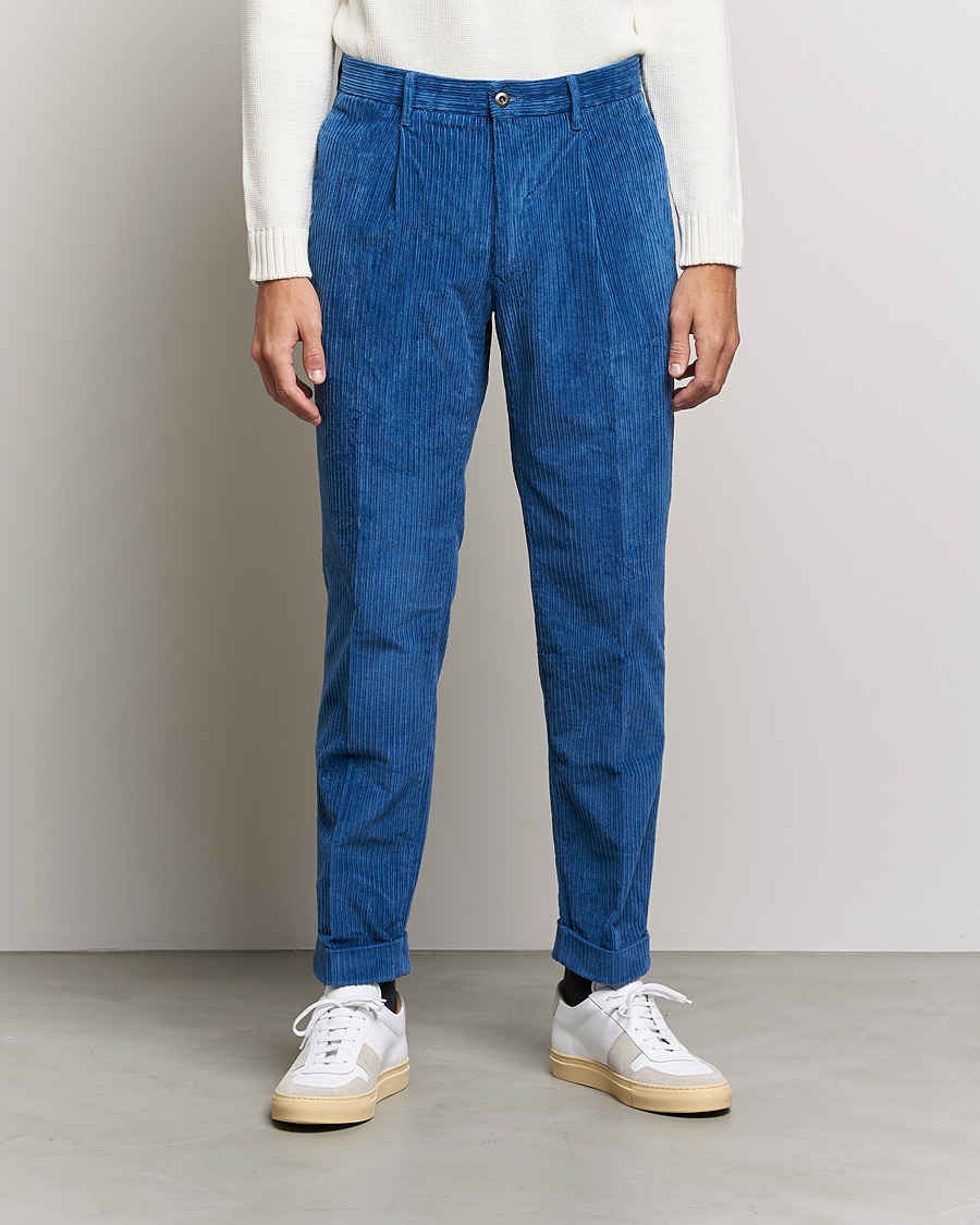 Heren | Broeken | Incotex | Regular Fit Heavy Cord Slacks Royal Blue