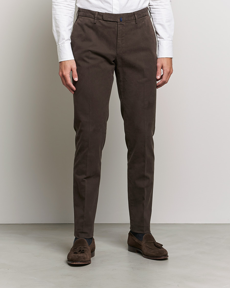 Heren | Broeken | Incotex | Slim Fit Cotton Stretch Chinos Dark Brown