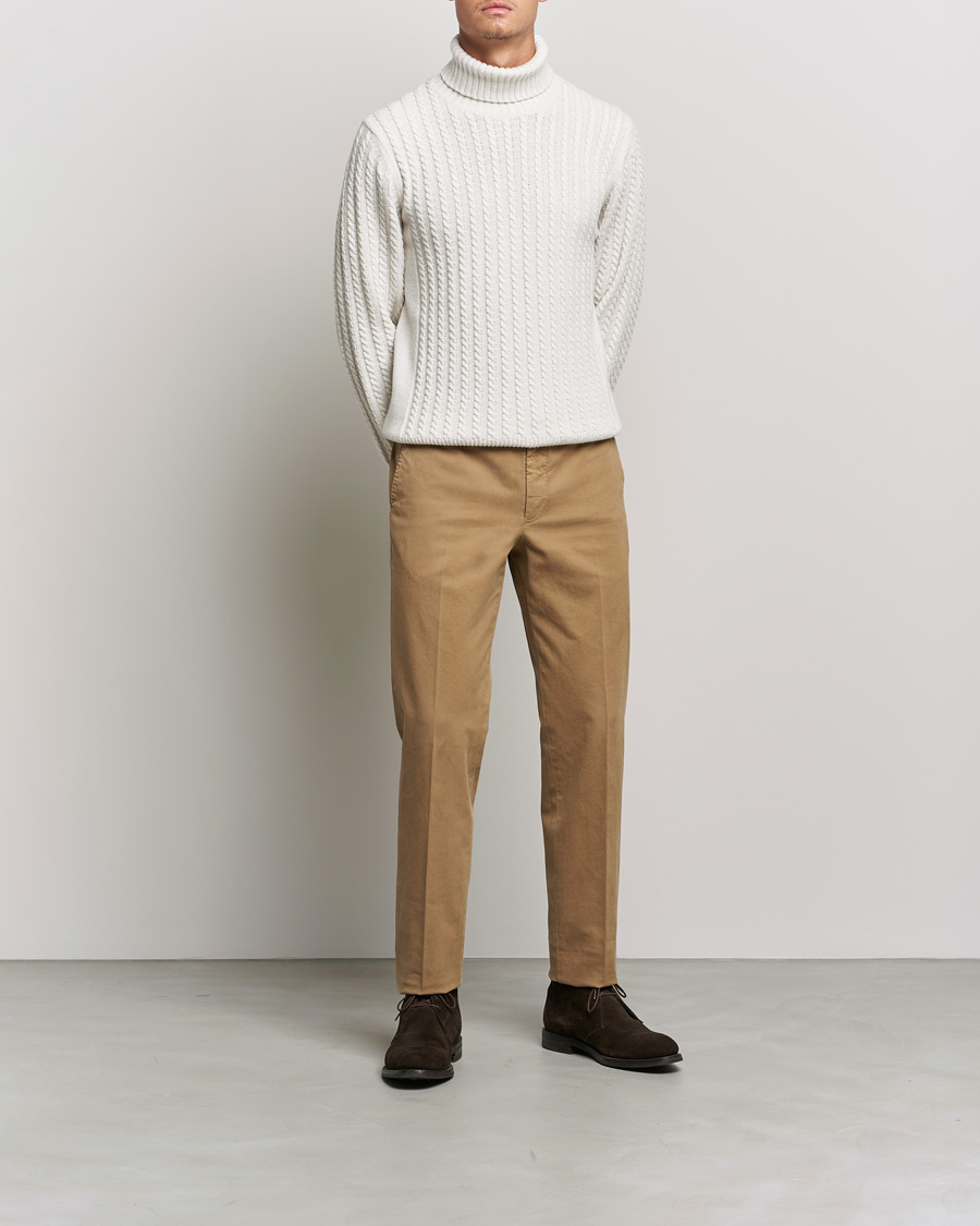 Heren | Broeken | Incotex | Regular Fit Cotton Stretch Chinos Beige