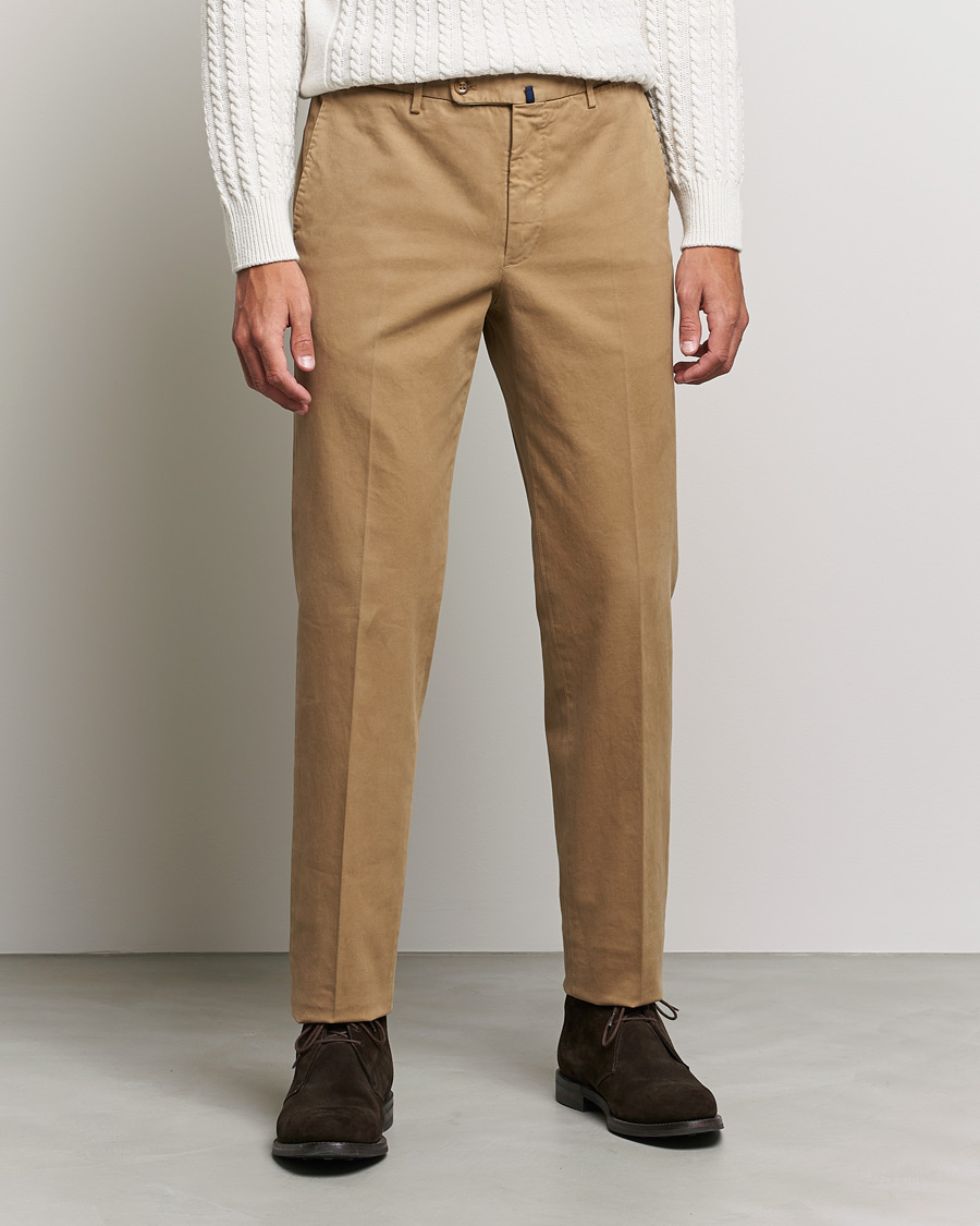 Heren | Broeken | Incotex | Regular Fit Cotton Stretch Chinos Beige