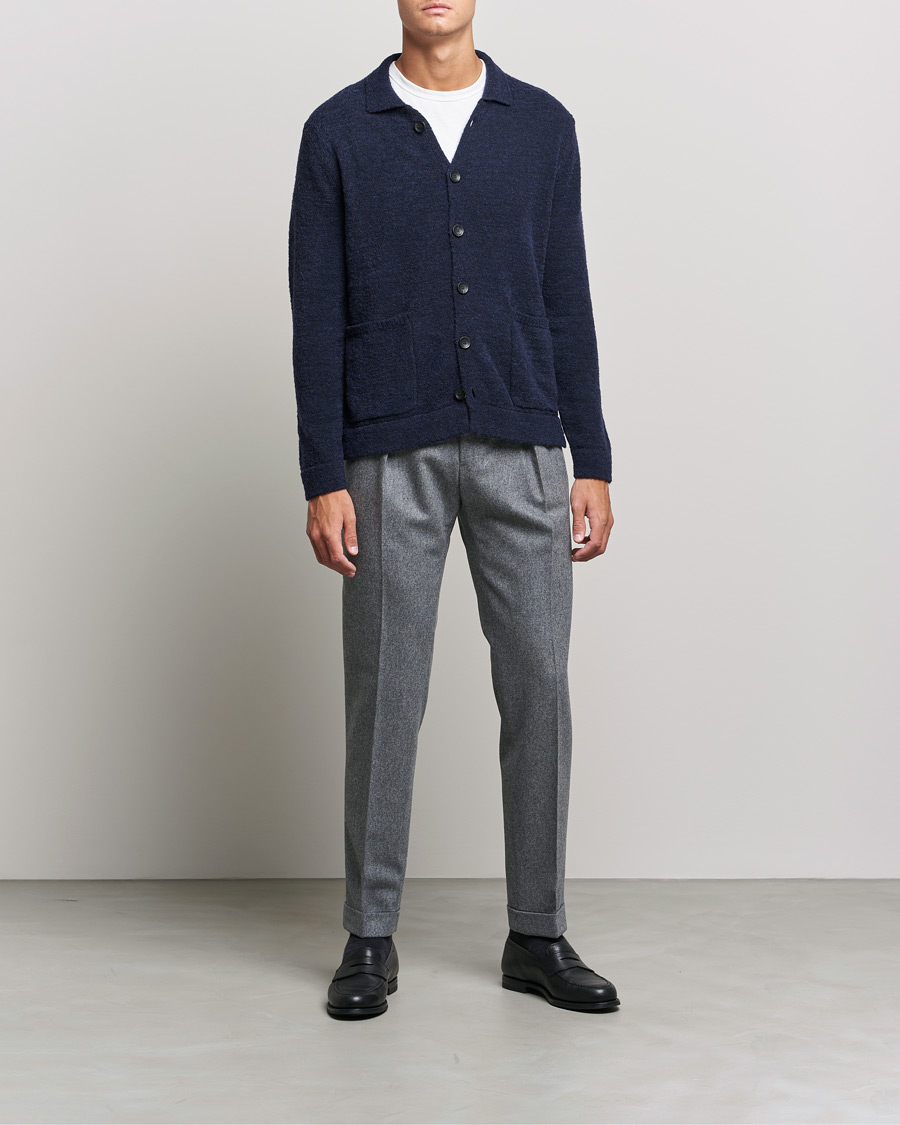 Heren | Broeken | Incotex | Pleated Flannel Trousers Grey Melange