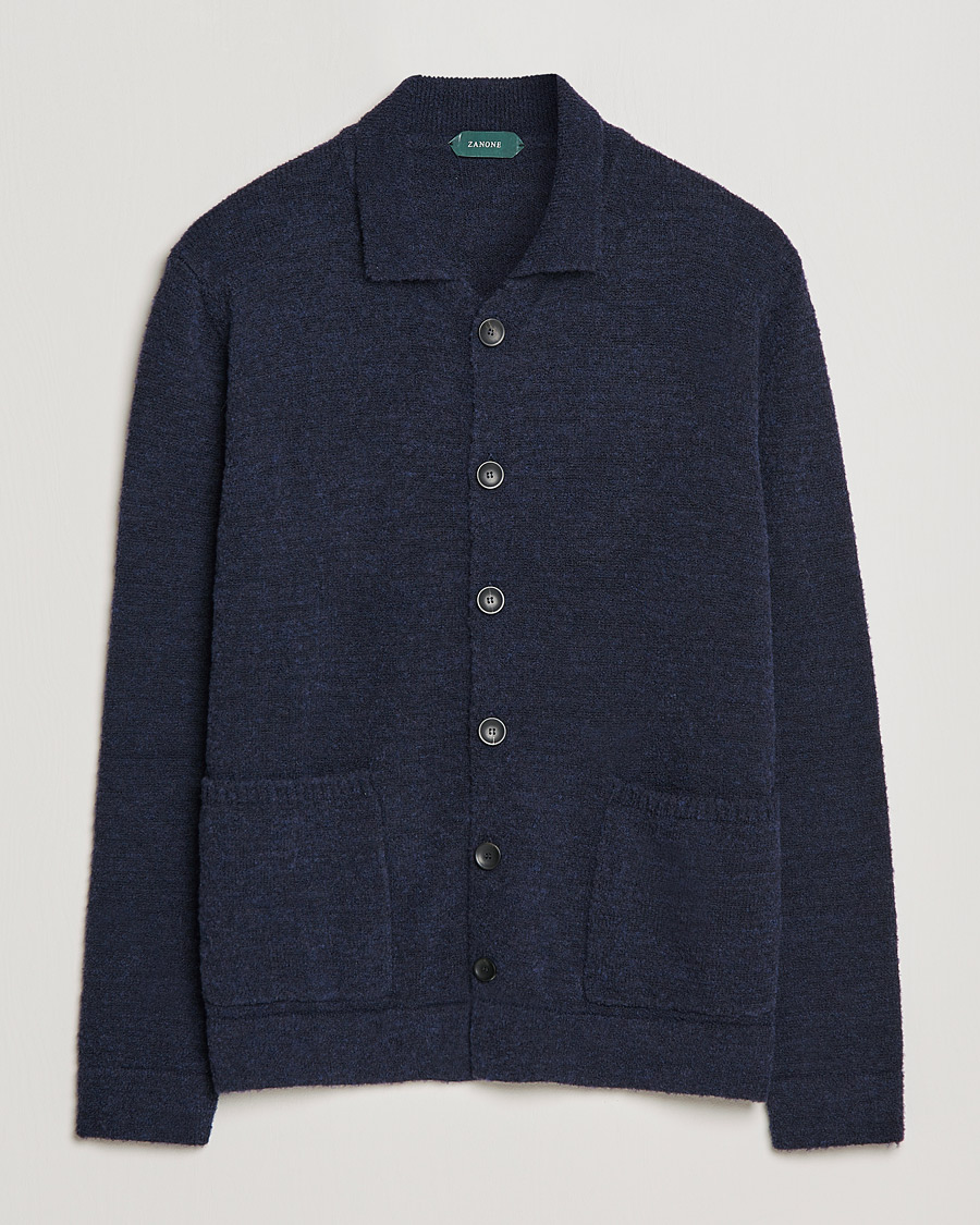 Heren | Truien | Zanone | Boucle Wool Chore Jacket Navy