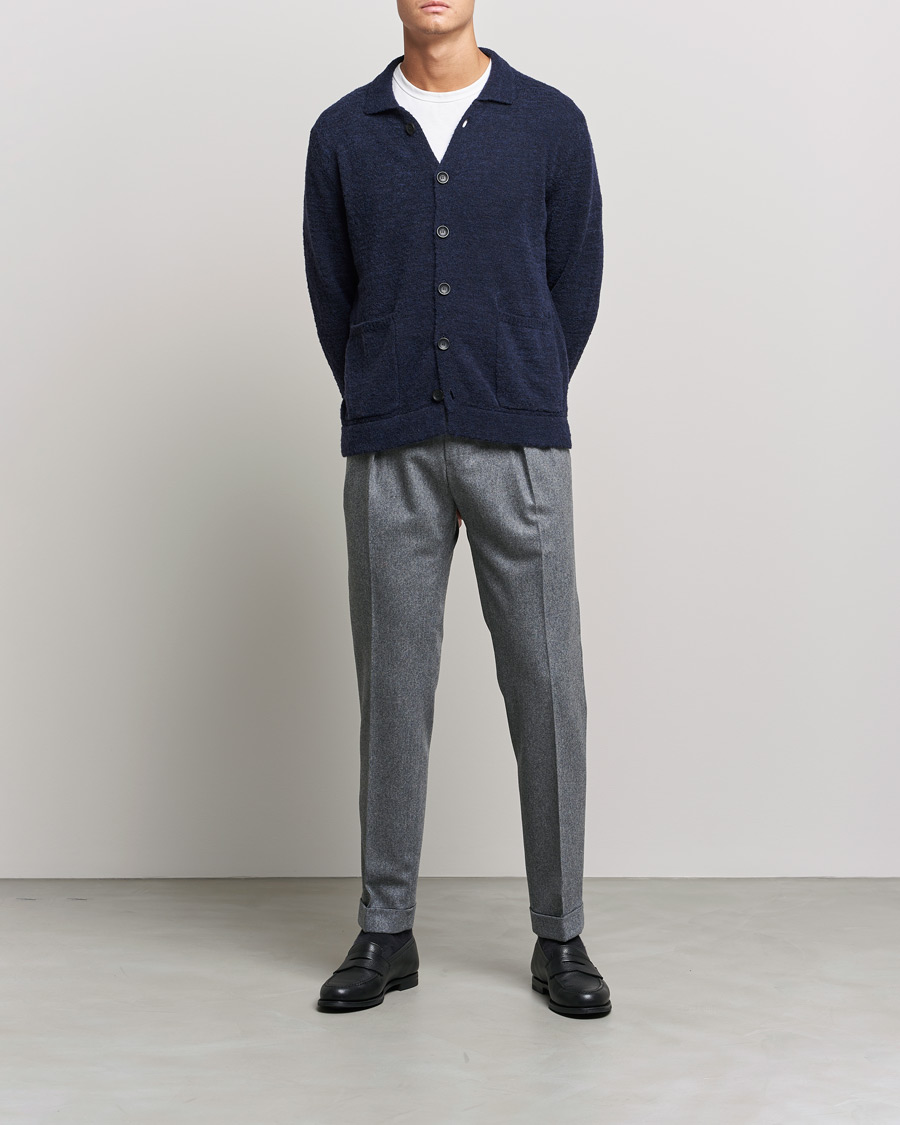 Heren | Truien | Zanone | Boucle Wool Chore Jacket Navy