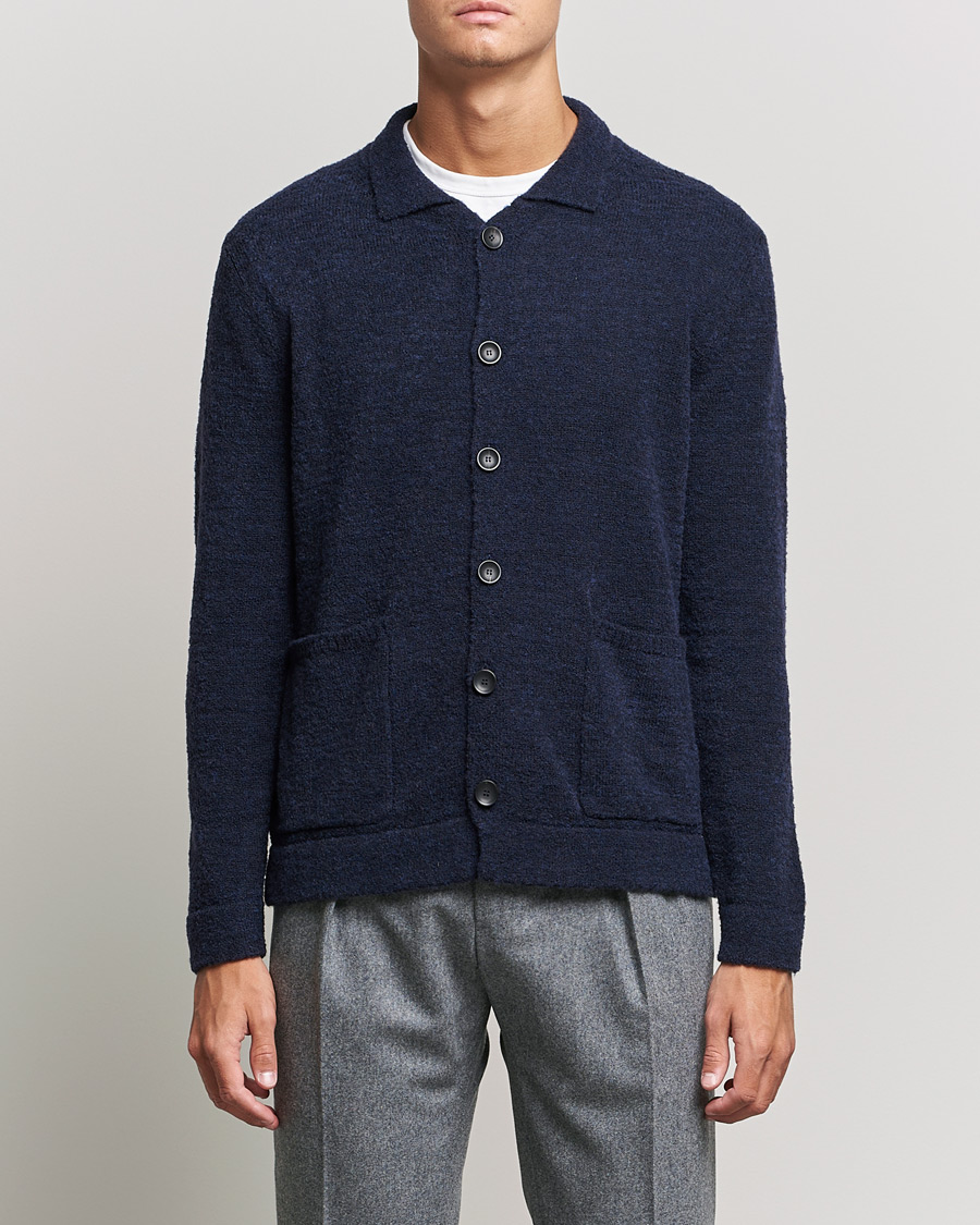 Heren | Truien | Zanone | Boucle Wool Chore Jacket Navy