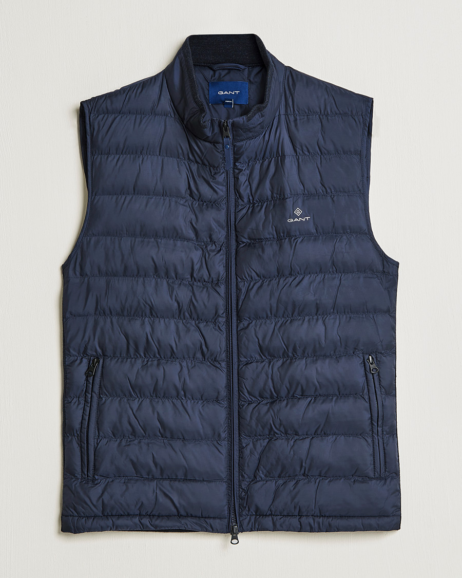 Heren | Jassen | GANT | Mixed Media Light Padded Gilet Evening Blue