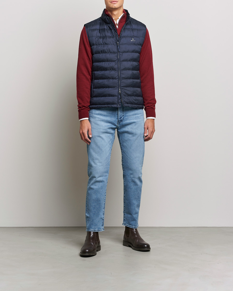 Heren | Jassen | GANT | Mixed Media Light Padded Gilet Evening Blue