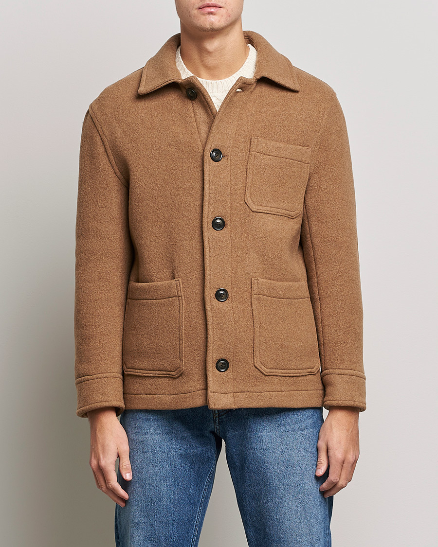 Heren | Jassen | GANT | Short Wool Patch Pocket Jacket Warm Khaki
