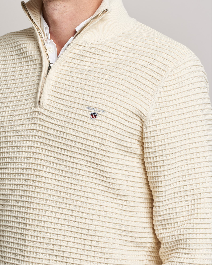 Heren | Truien | GANT | Cotton Texture Half Zip Cream