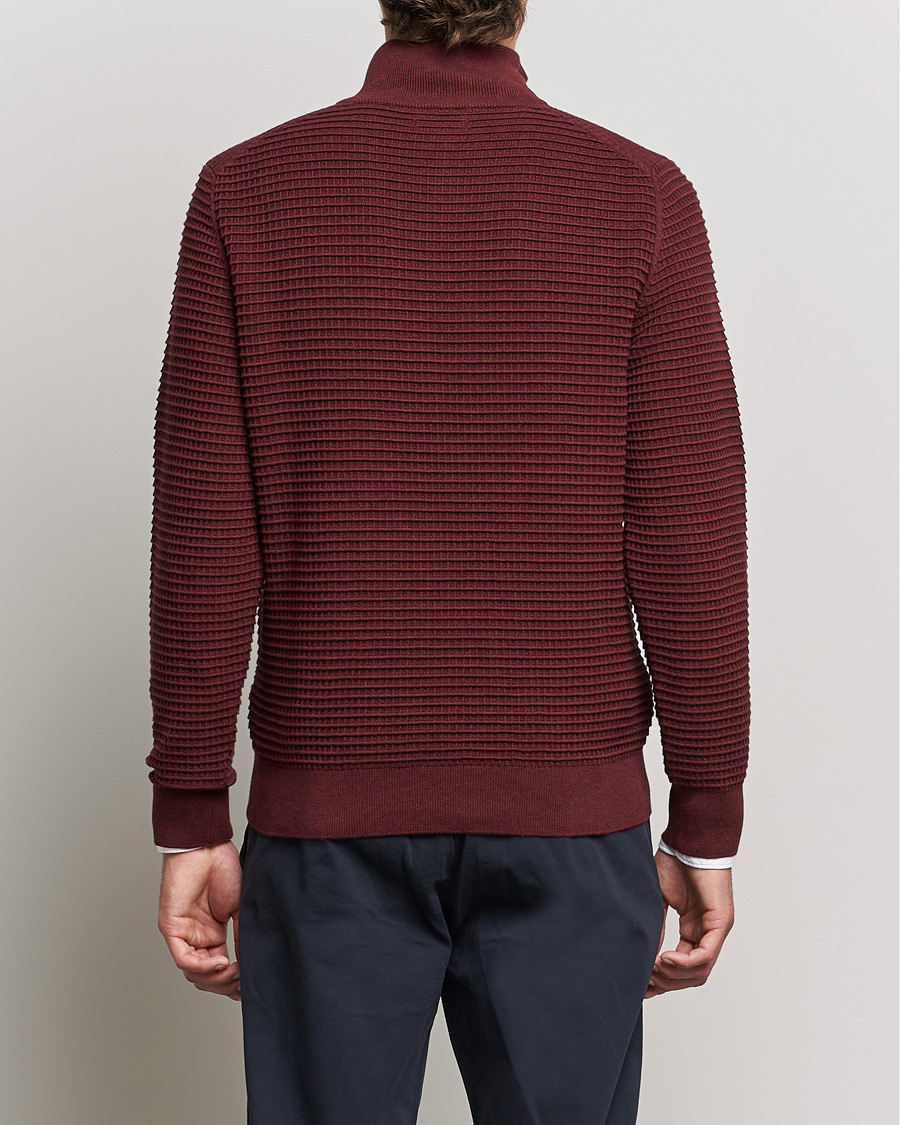 Heren | Truien | GANT | Cotton Texture Half Zip Dark Burgundy Melange