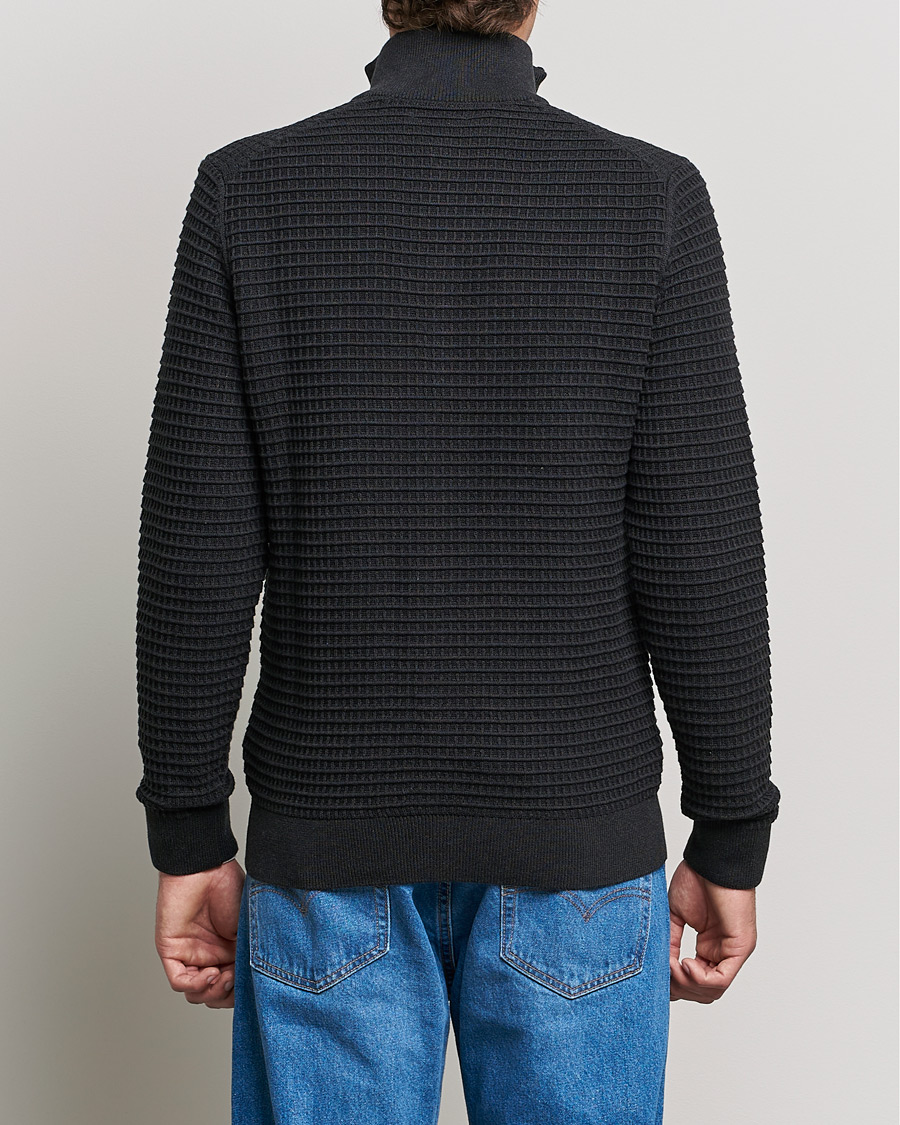 Heren | Truien | Gant | Cotton Texture Full Zip Dark Charcoal Melange