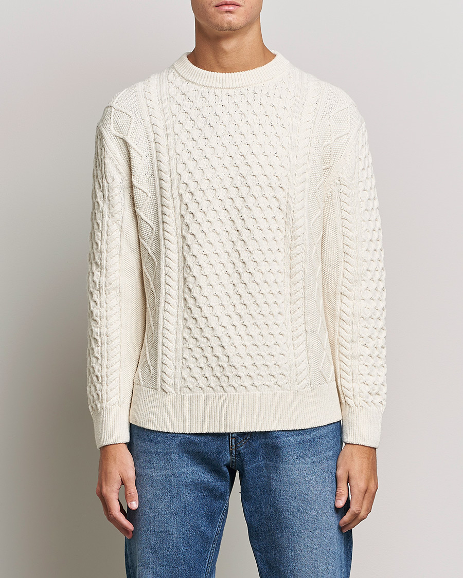 Heren | Truien | GANT | Aran Structured Knitted Sweater Cream