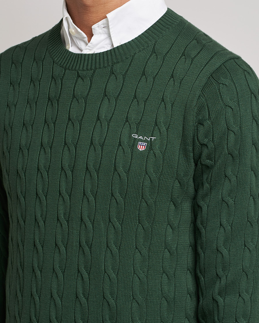 Heren | Truien | GANT | Cotton Cable Crew Neck Pullover Storm Green