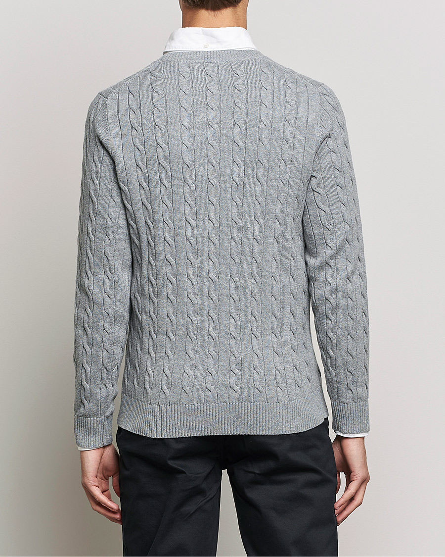 Heren | Truien | GANT | Cotton Cable Crew Neck Pullover Grey Melange