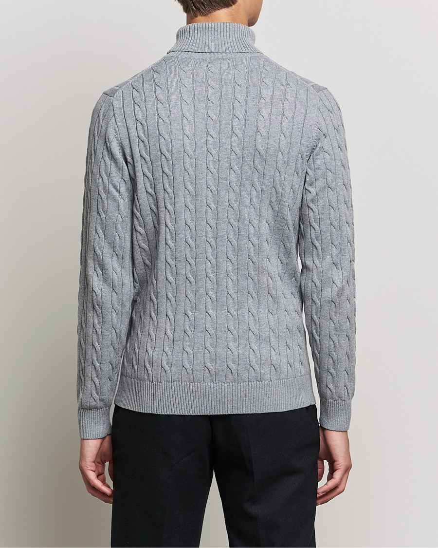 Heren | Truien | GANT | Cotton Cable Turtleneck Grey Melange