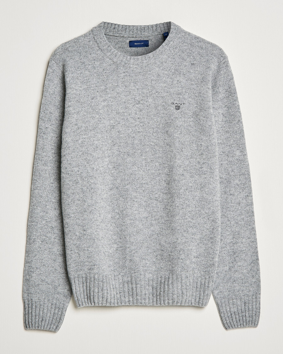 Heren | Truien | GANT | Brushed Wool Crew Neck Sweater Grey Melange