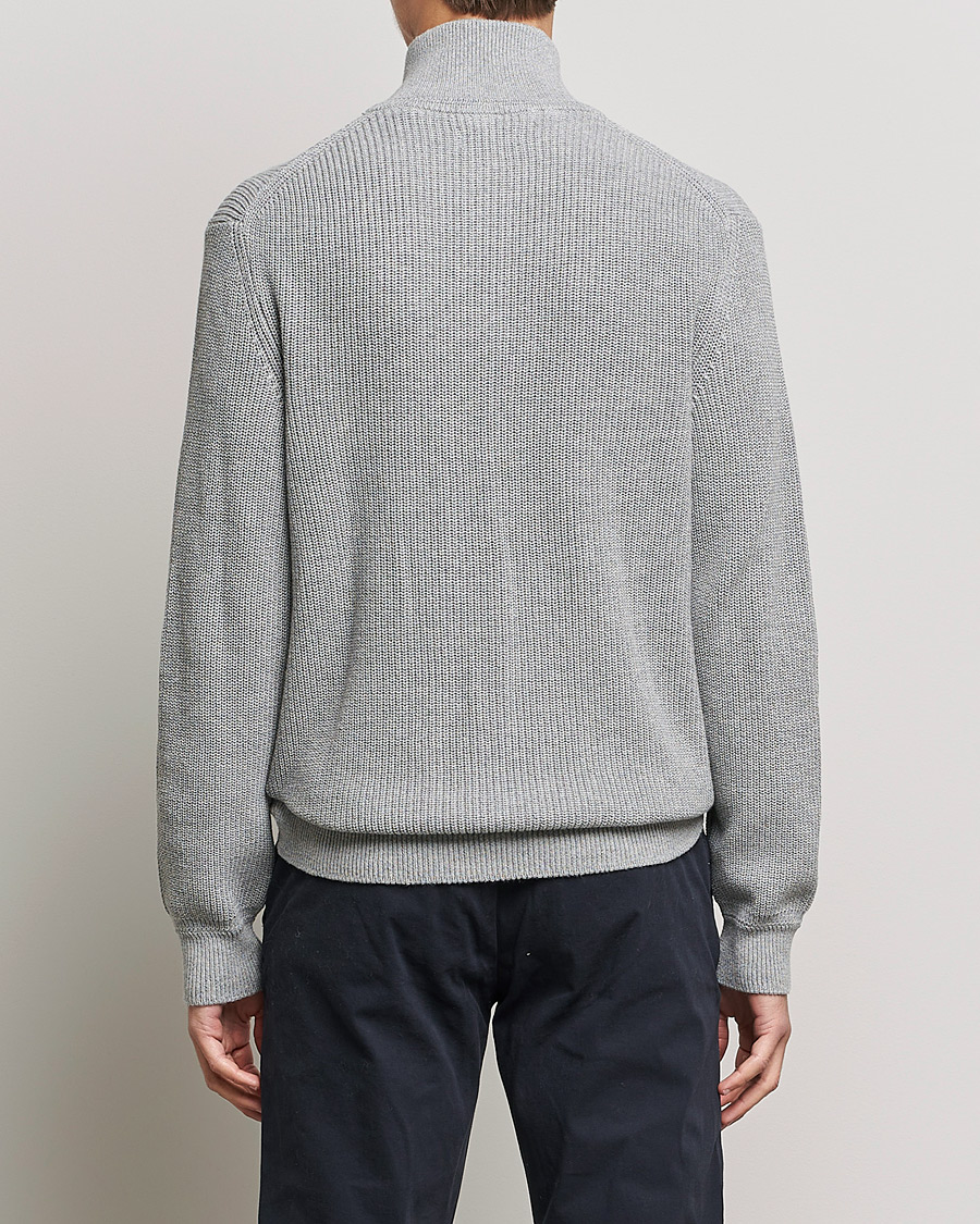 Heren | Truien | GANT | Cotton/Wool Ribbed Half Zip Sweater Grey Melange
