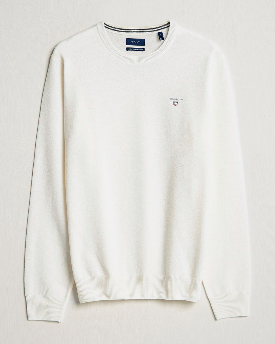 Heren | Truien | GANT | Lambswool Crew Neck Pullover Cream