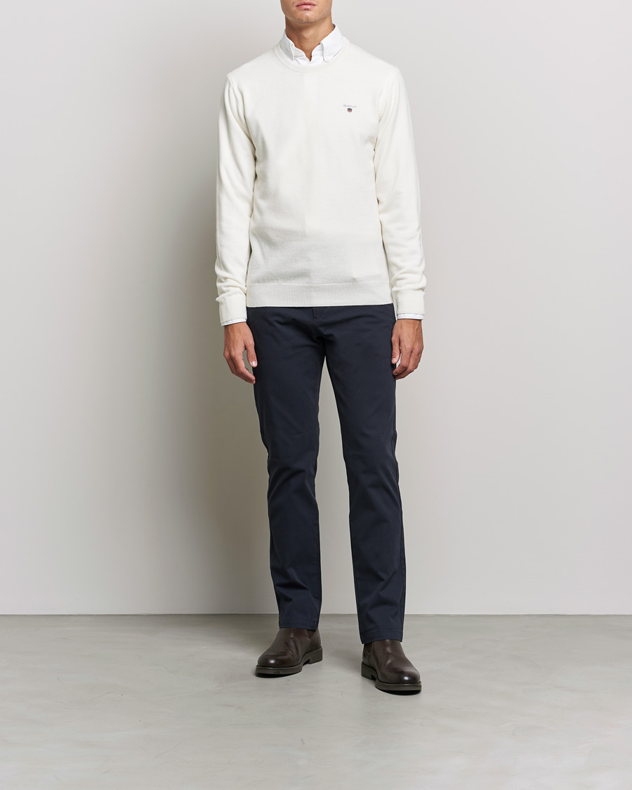 Heren | Truien | GANT | Lambswool Crew Neck Pullover Cream