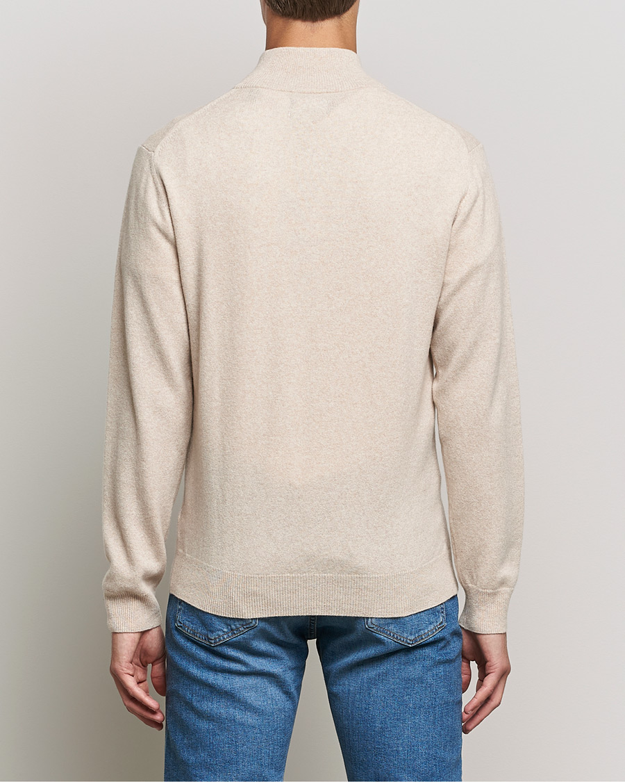 Heren | Truien | GANT | Lambswool Half Zip Dark Sand Melange